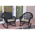Propation W00211-R-2-FS006 Santa Maria Black Wicker Rocker Chair with Tan Cushion PR1081435
